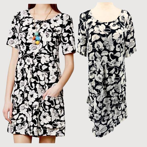 Anthropologie Dresses & Skirts - Anthropologie Maeve Zola Floral Shift Dress Black Ivory 2